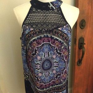 Xhilaration Bandana Dress Navy multi color Med